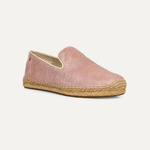 NWOT - UGG Sandrinne Metallic Pink Espadrille (sheepskin-lined heel) - Size 7.5